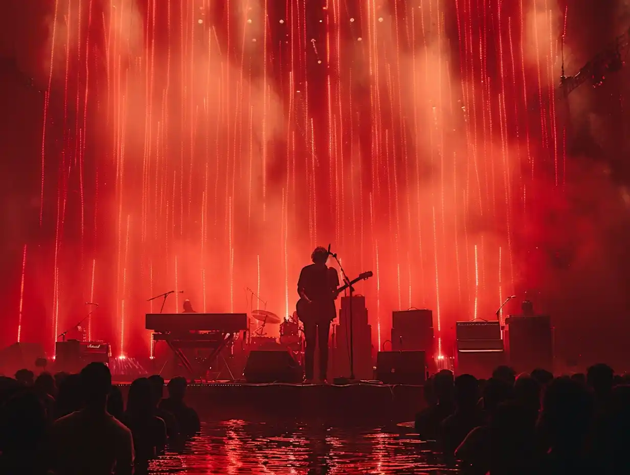 Midjourney Prompt: Red Concert Interiors - Sony 43 - Prompt Library