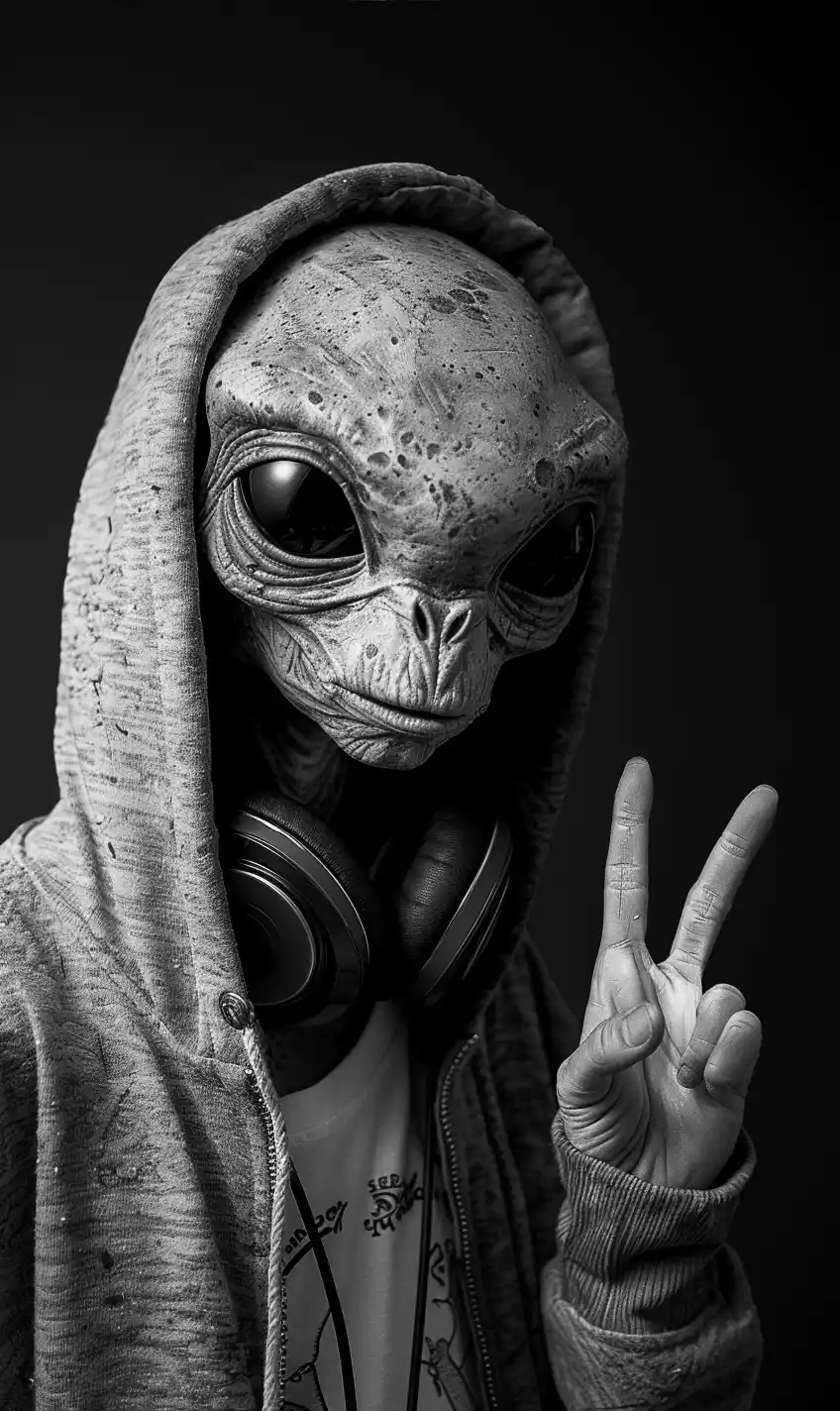 Midjourney Prompt: Alien In Chiaroscuro Hoodie - Prompt Library