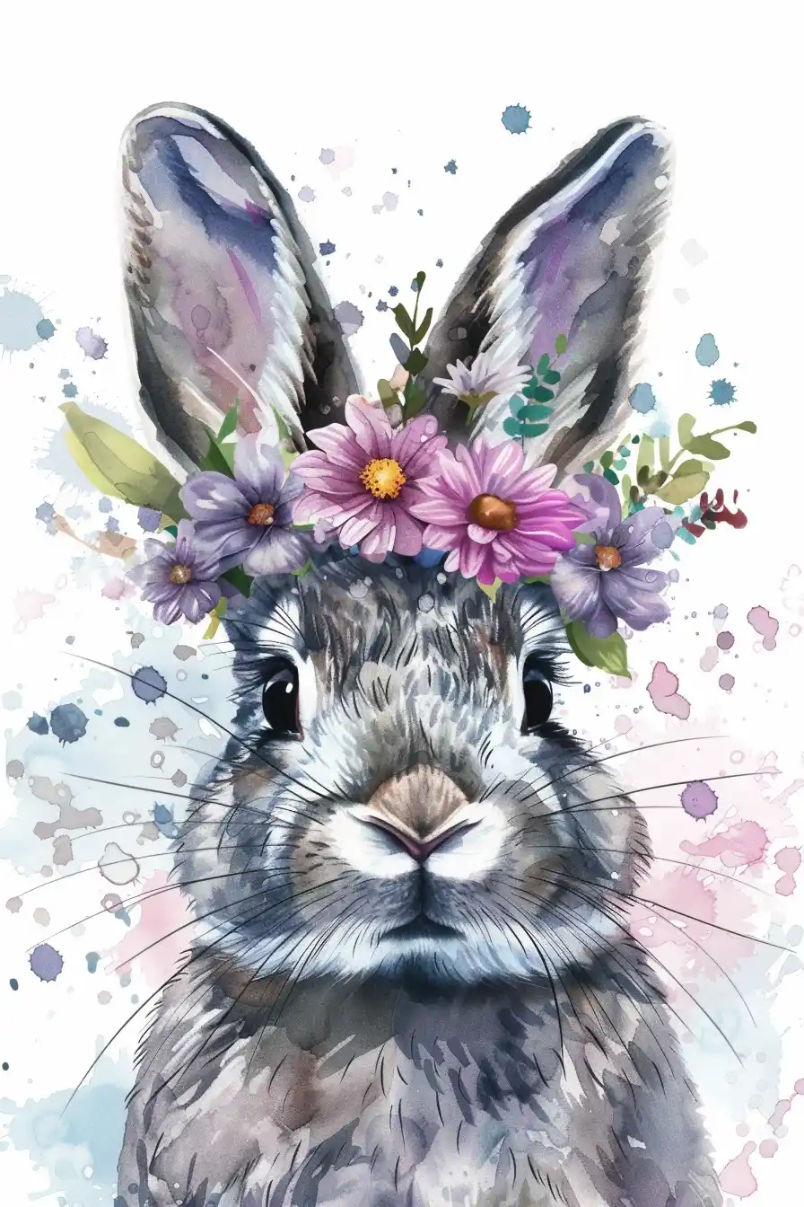 Midjourney Prompt: Watercolor Easter Bunny Bouquet - Prompt Library