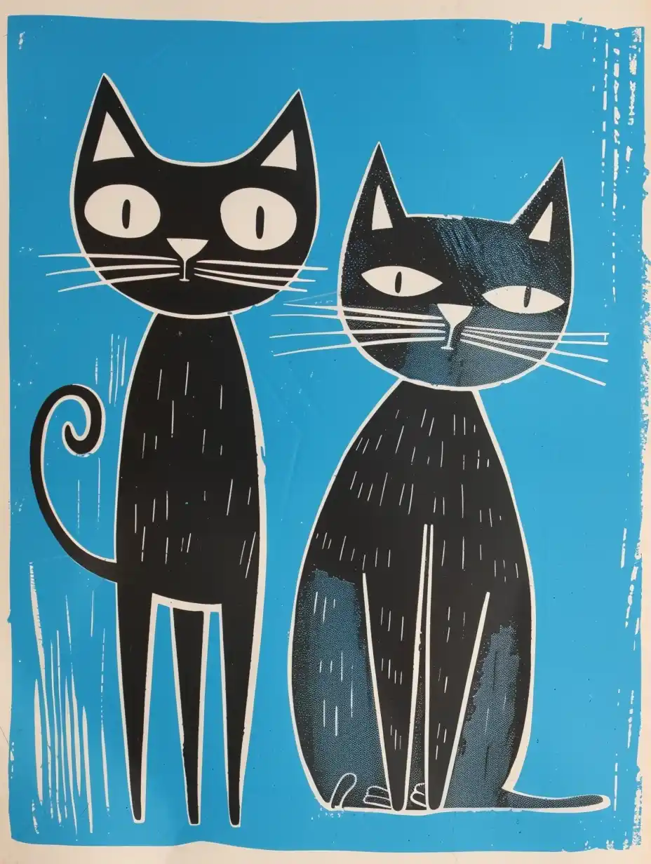 Midjourney Prompt: Saul Bass Cats Poster - Prompt Library