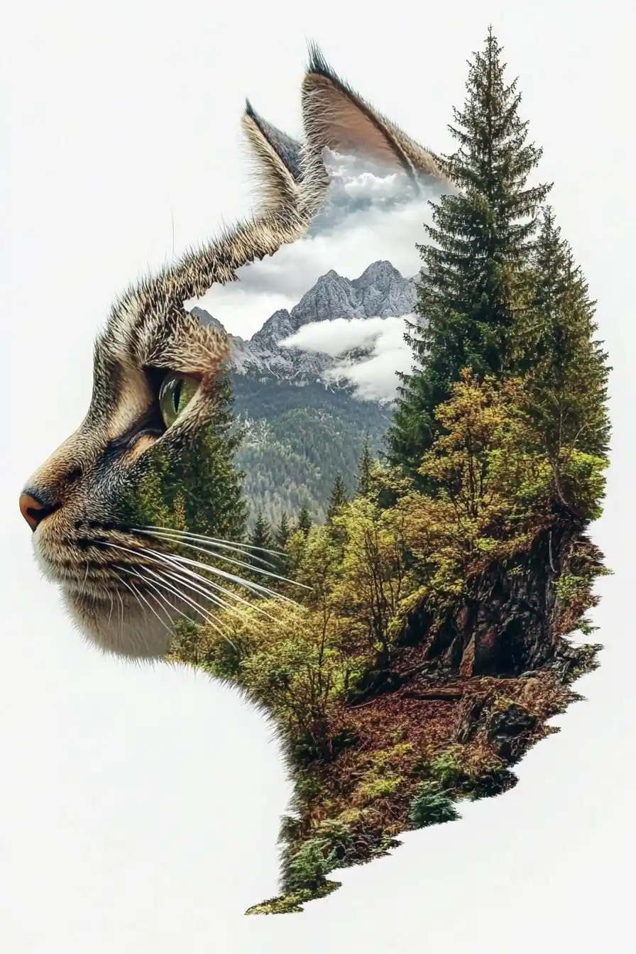 Midjourney Prompt: Cat Head Landscape Design - Prompt Library