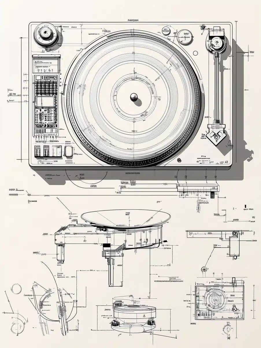 Midjourney Prompt: Technical Turntable Blueprint - Prompt Library