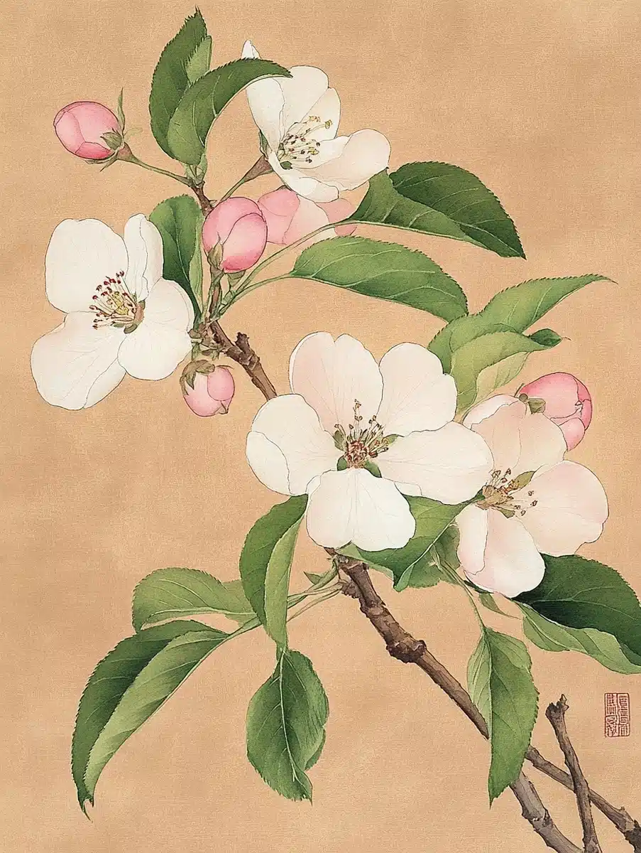 Generated result for Watercolor Crabapple Blossoms