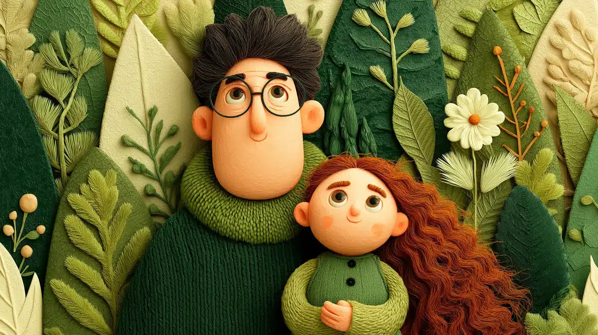 3D Cartoon Man With Child — Midjourney example image