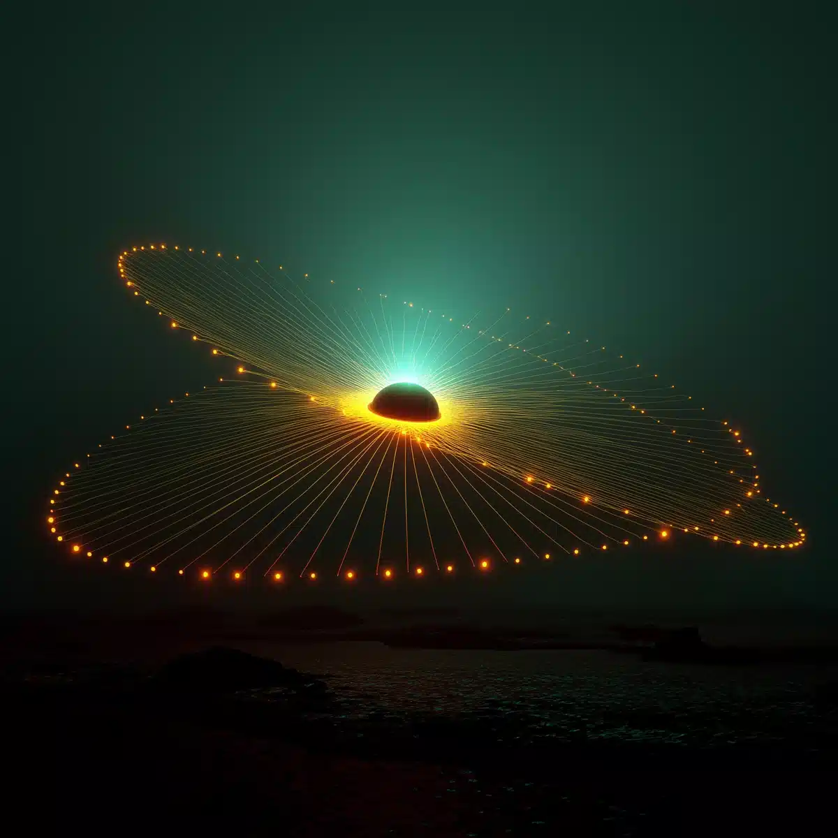 Abstract Energy Field Visualization — 3D & Render Midjourney prompt example image