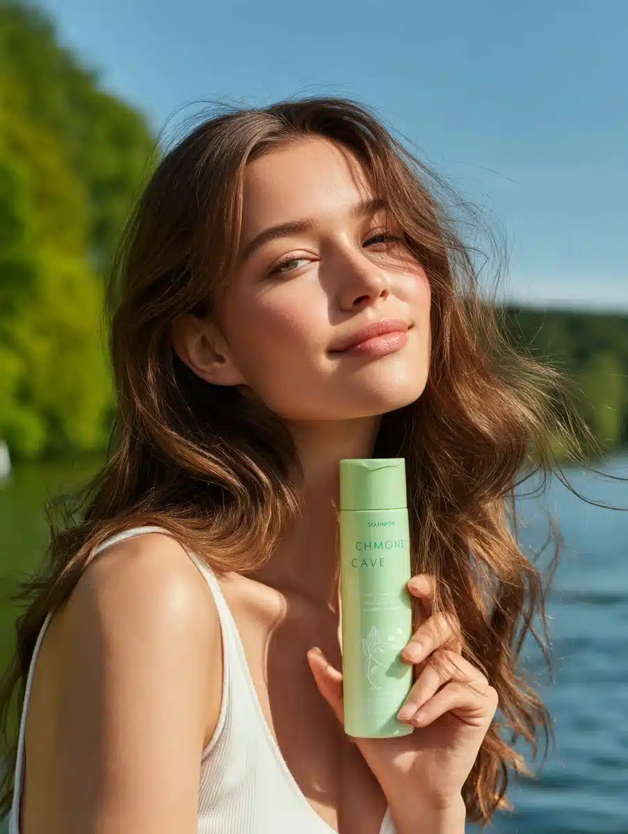 Elegant Woman With Shampoo — Product & Packaging Midjourney prompt example image