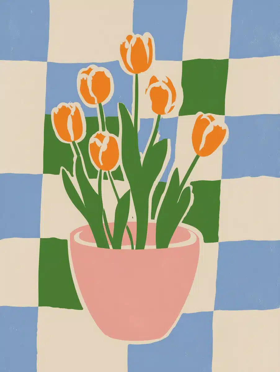 Minimalist Tulips In Pot — Abstract & Art Midjourney prompt example image