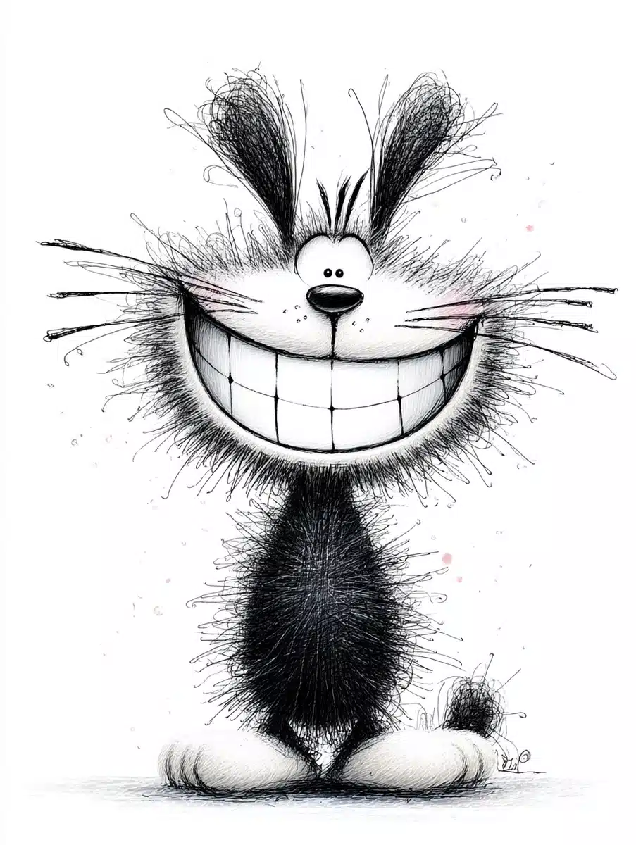 Scribble Cartoon Cat Sketch — Anime & Cartoon Midjourney prompt example image