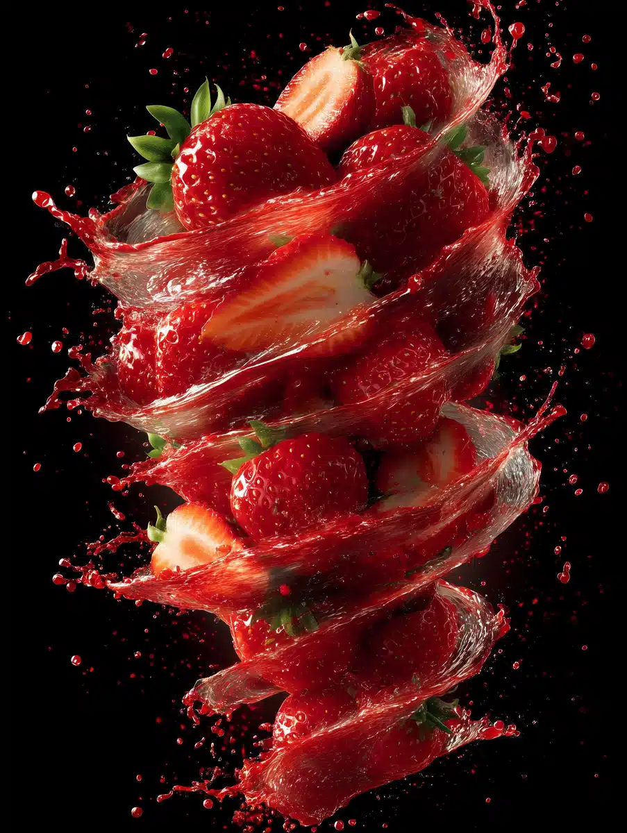 Strawberry Tornado In Motion — Product & Packaging Midjourney prompt example image
